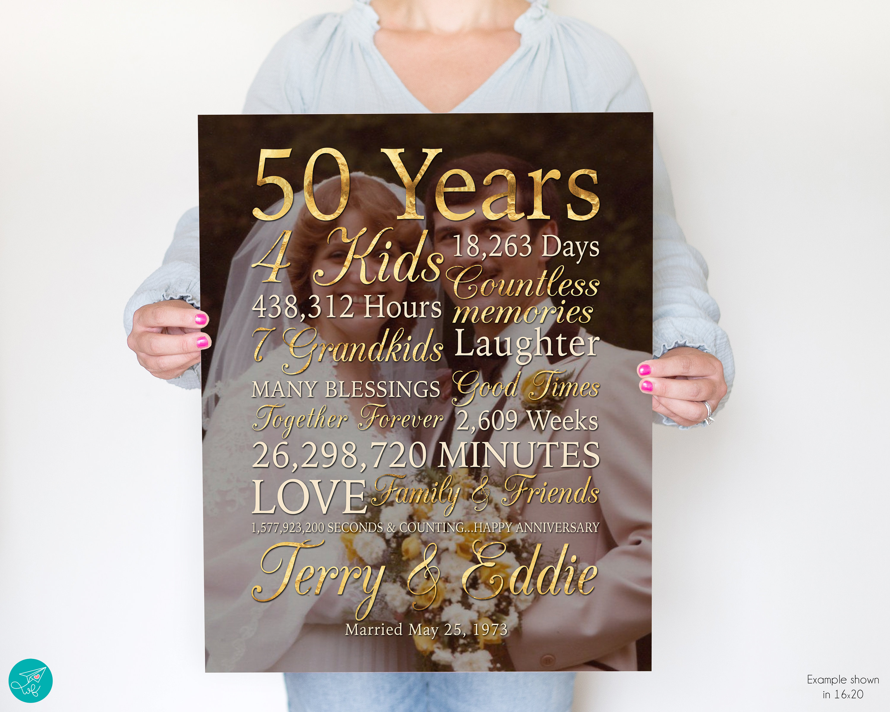 50th Wedding Anniversary Gifts 50th Anniversary Gifts Personalized Gift  Print