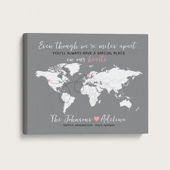 Personalized World Map Art: Long Distance Gift for Au Pair