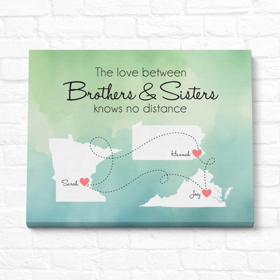 State to State Map Print: Long Distance Sibling Gift