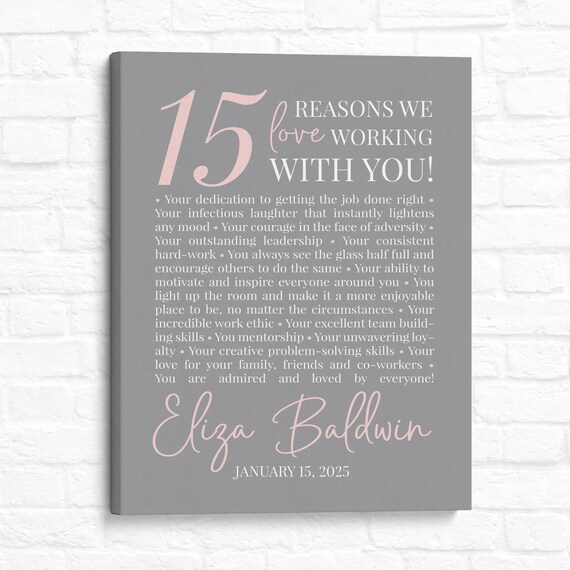 Personalized Employee Appreciation Print: Reasons We Love Working With You