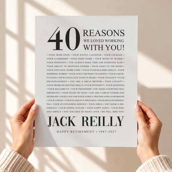 40 Reasons We Loved Working With You: Personalized Retirement Gift