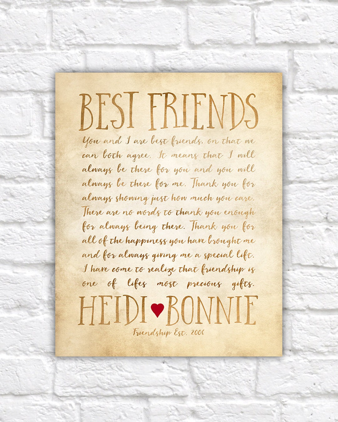 Custom Letter for Best Friend Art Friendship Poem Birthday - Etsy