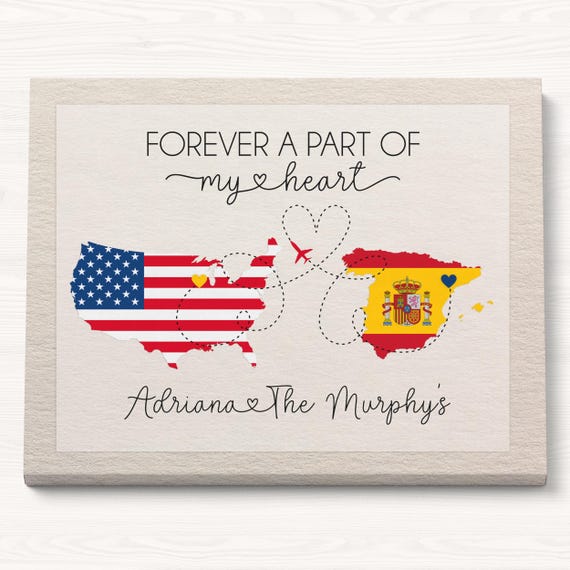 Personalized Host Family Map Art: Country Flag Gift