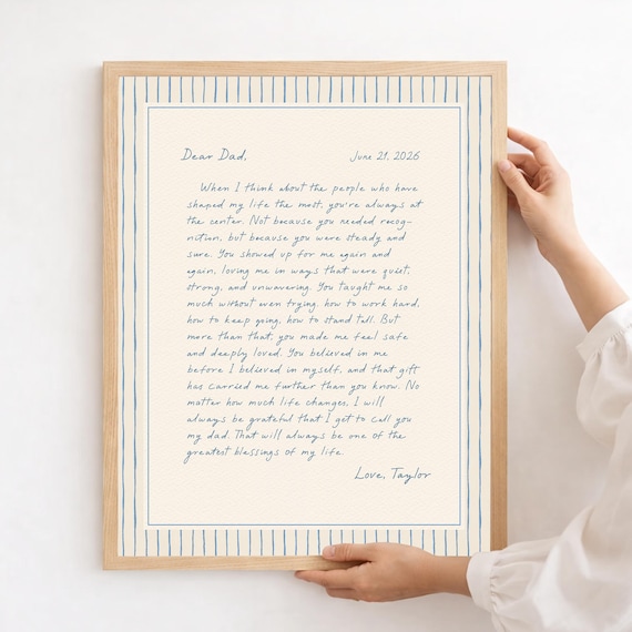 Letter to Dad from Daughter: Personalized Father's Day Gift Idea, Custom Note