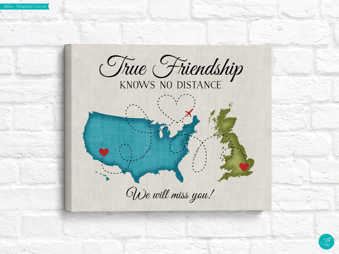 Map Print Long Distance Friendship Gift Etsy Il Qh60 