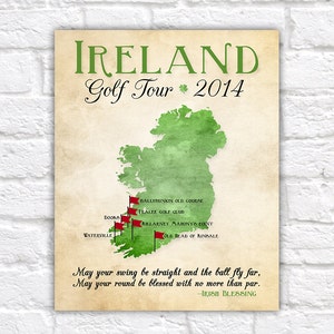 Ireland Golf Map, Golf Gift Gift for Dad Personalized Travel Map, Golf Trip, Golf Tour of Ireland, Gift for Golfer, Celtic, Irish image 6