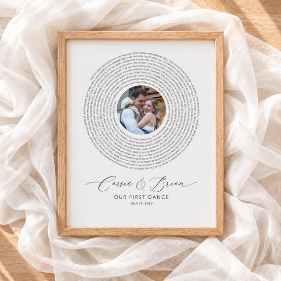 First Dance Lyric Art | 1st Anniversary Gift | Gift for Wife, Husband | Wedding Photo Print