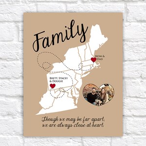 Ostküste Karte, Familien Geschenk, Umzugsgeschenk - personalisierte Kunst, Ihr Foto, Geschenk für Eltern, Danke Geschenk, Mama und Papa, Unikat