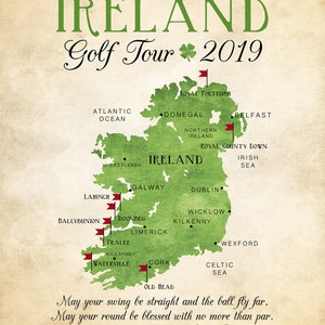 Ireland Golf Map, Golf Gift Gift for Dad Personalized Travel Map, Golf Trip, Golf Tour of Ireland, Gift for Golfer, Celtic, Irish image 4