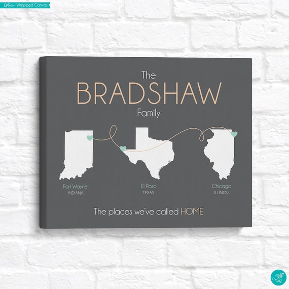 Places We've Called Home Maps, Personalized Moving Away or Housewarming Gift, Military Map of Locations Lived In, Home Wall Art