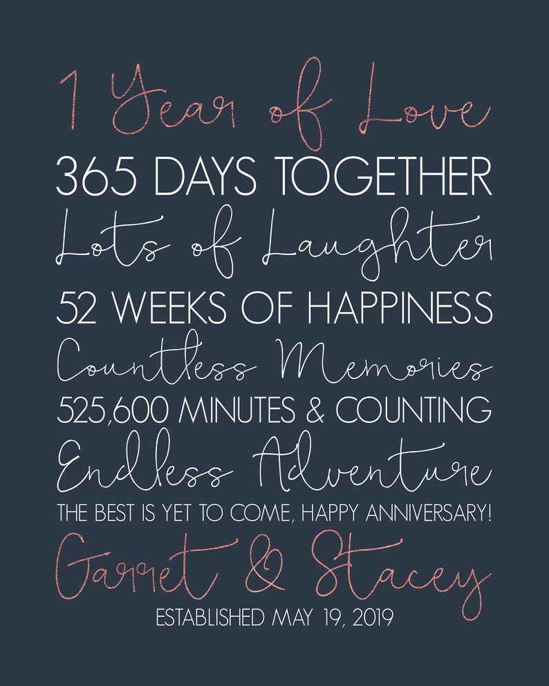 1 Year Anniversary Gifts First Anniversary 1st Year Paper | Etsy
