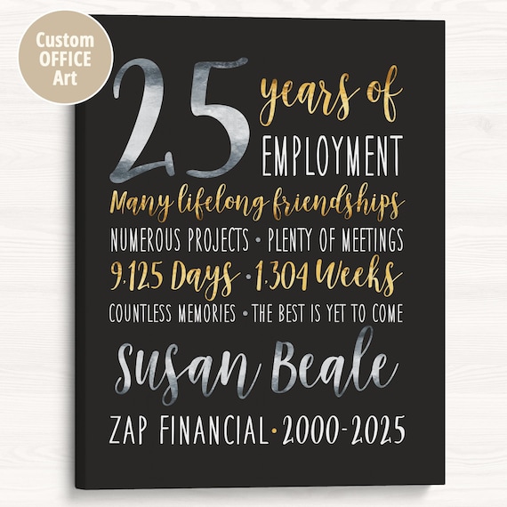 Custom Retirement Art: Employee Gift, 25 Years of Service