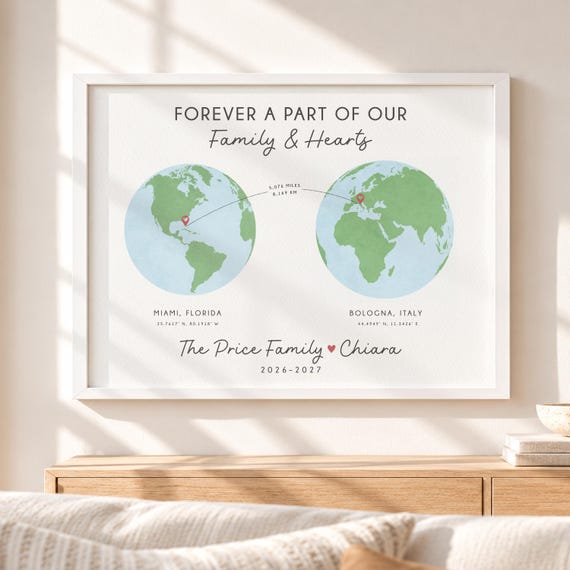 Foreign Exchange Student Going Home Gift: Personalized World Globe Art, Print or Canvas