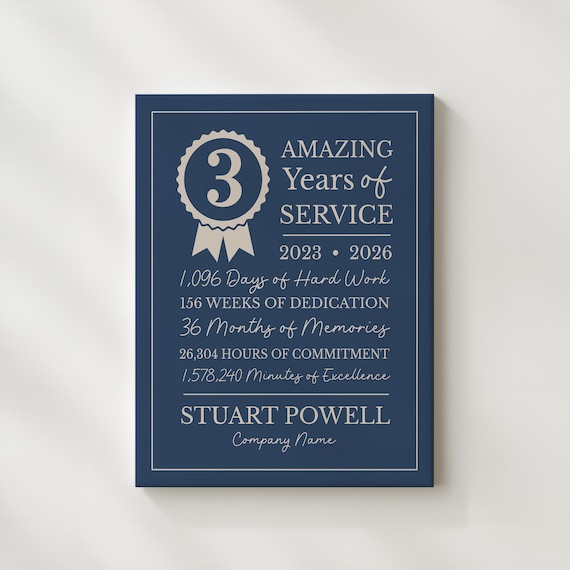Years of Service Plaque for Employee: Personalized Gift for Work Anniversary