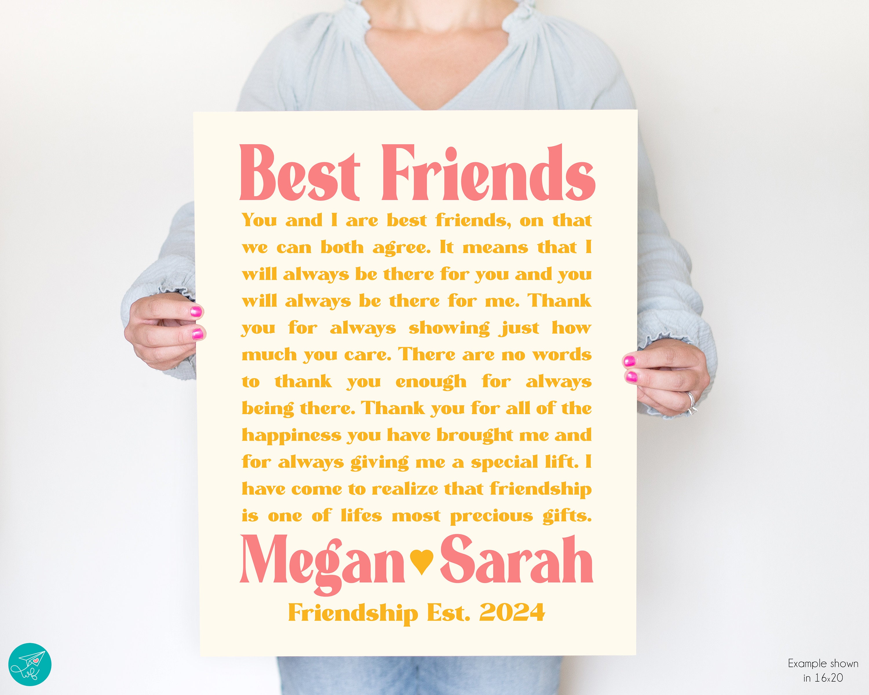 Custom Letter for Best Friend Art, Friendship Poem, Birthday or