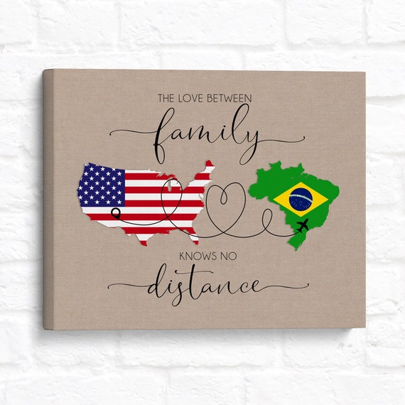 Personalized Long Distance Family Map Sign: USA to Brazil