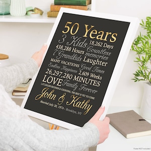 50th Anniversary Gift, Personalized Gold Anniversary, 50 Years Wedding Anniversary, Golden Anniversary, Grandparents, Parents, Mom and Dad image 3