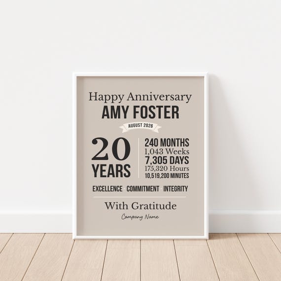 Work Anniversary Gift: Personalized Artwork for Employee