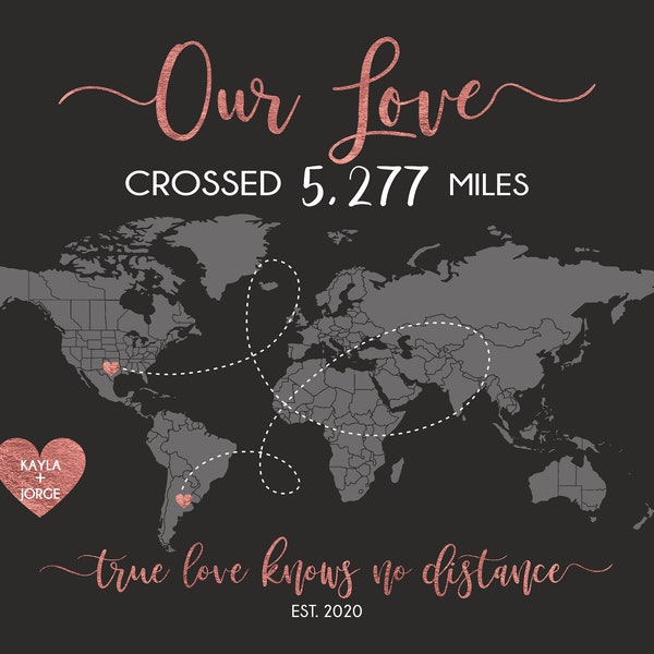 Long Distance Relationship Map - Etsy