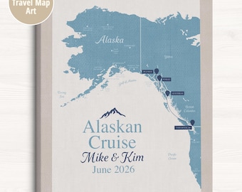 Alaska Cruise Travel Map: Personalized Trip Route for Alaskan Vacation