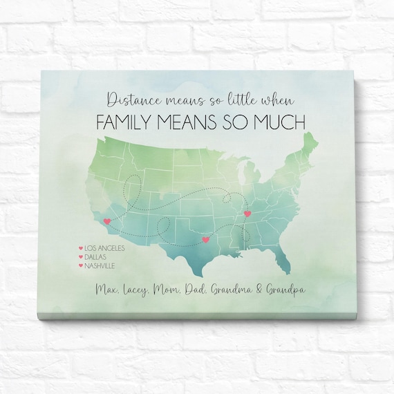 Personalized USA Family Map Art: Long Distance Gift