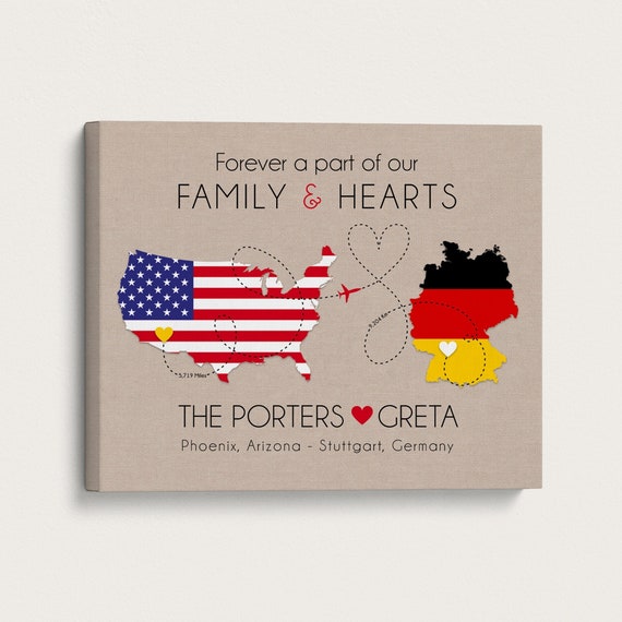 Personalized Host Family Map Art: Foreign Exchange Student Gift