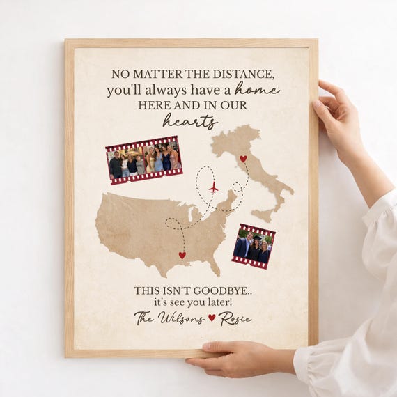 Foreign Exchange Student Farewell Gift: Personalized Maps and Photo Art