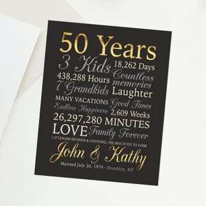 50th Anniversary Gift, Personalized Gold Anniversary, 50 Years Wedding Anniversary, Golden Anniversary, Grandparents, Parents, Mom and Dad image 6