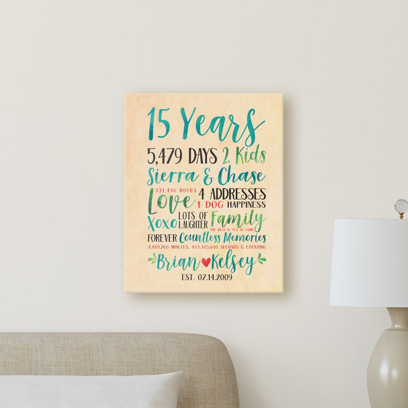 Modern Anniversary Gift Idea, Choose Any Year Wedding or Relationship Anniversary, 15th, 15 years of Fun, Gift for Wife image 7