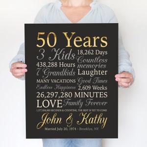 50th Anniversary Gift, Personalized Gold Anniversary, 50 Years Wedding Anniversary, Golden Anniversary, Grandparents, Parents, Mom and Dad image 4