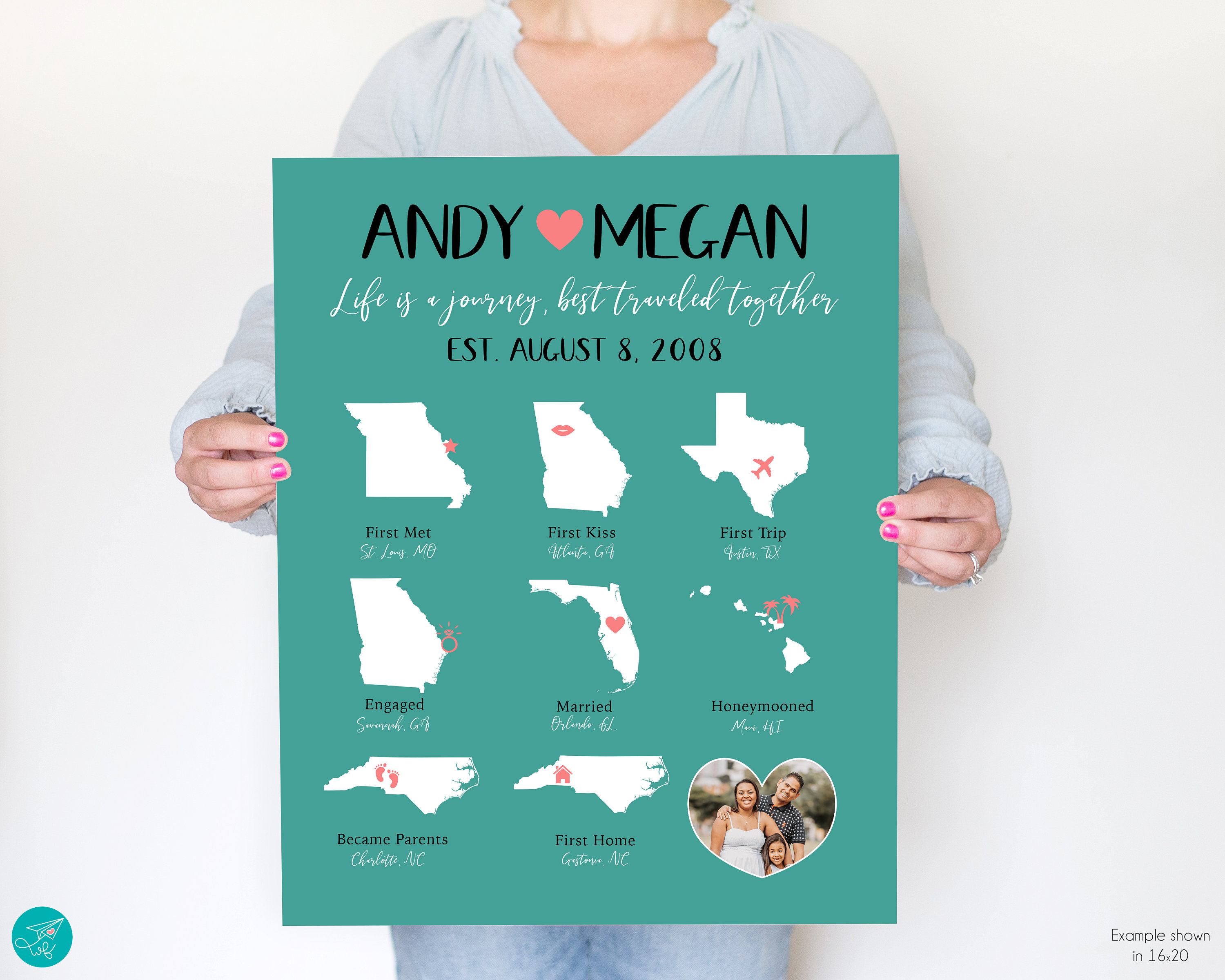 Personalized Gift for Wife on Anniversary, Maps of Special Locations ...