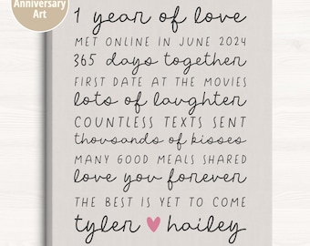 Paper Anniversary for 1 Year Together, Dating or Married, Gift for Boyfriend, Girlfriend on 1st Anniversary