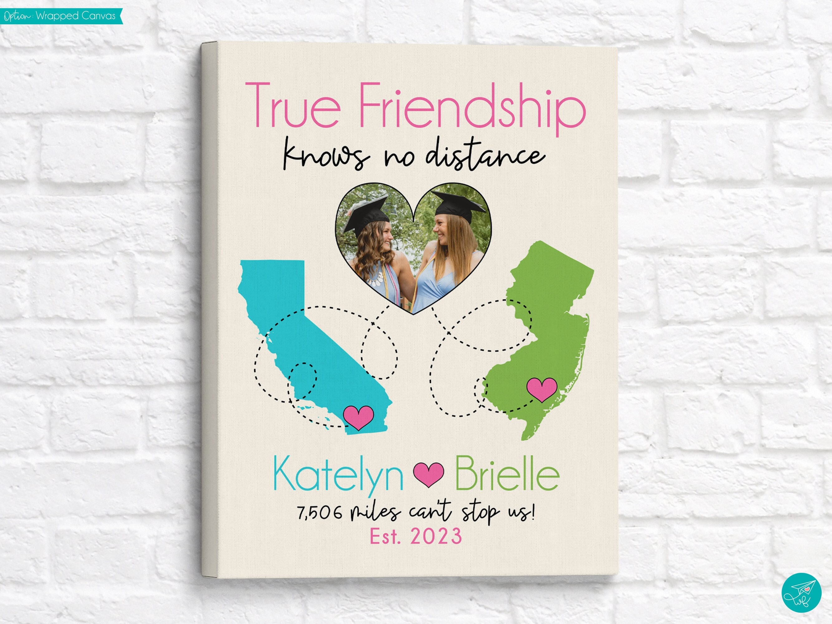 Custom State Map Friendship Canvas With Photo, Personalized Goodbye Moving  Away Best Friend Wall Art, Long Distance Friendship Gifts - Best  Personalized Gifts For Everyone