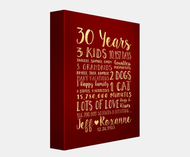 30 Year Anniversary Gift Gift For Parents Anniversary Kids