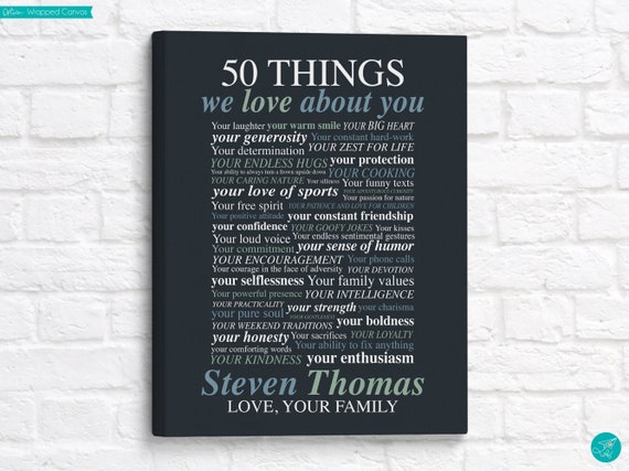 50 Things We Love About You Dad, Personalized Birthday Gift Print
