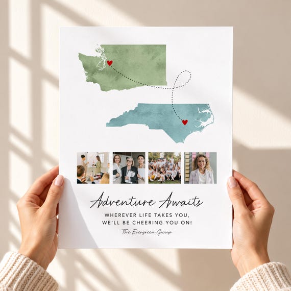 Going Away Gift for Coworker, Custom Photo Map Print | Group Farewell Gift Idea