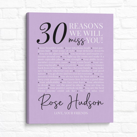 Personalized Reasons We Will Miss You Print: Farewell Gift