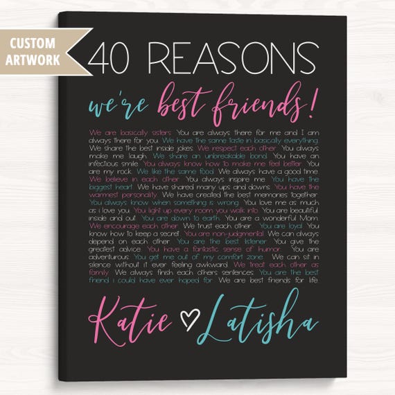 Personalized 40 Reasons Friend Print – Birthday Gift