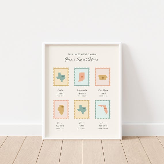 The Places We’ve Called Home Print – Custom Moving Timeline Wall Art
