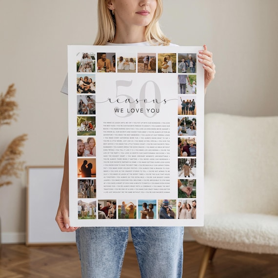 50 Reasons We Love You Birthday Art | Personalized Gift for 50th Birthday