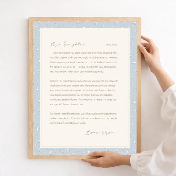 Personalized Letter for Daughter: Custom Artwork from Mom