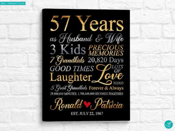 Personalized 57th Anniversary Art Print: Family Stats Gift