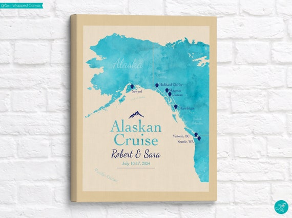 Custom Alaskan Cruise Map: Personalized Travel Keepsake