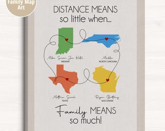 Personalized Family Map Art Print - Gift for Parents or Siblings