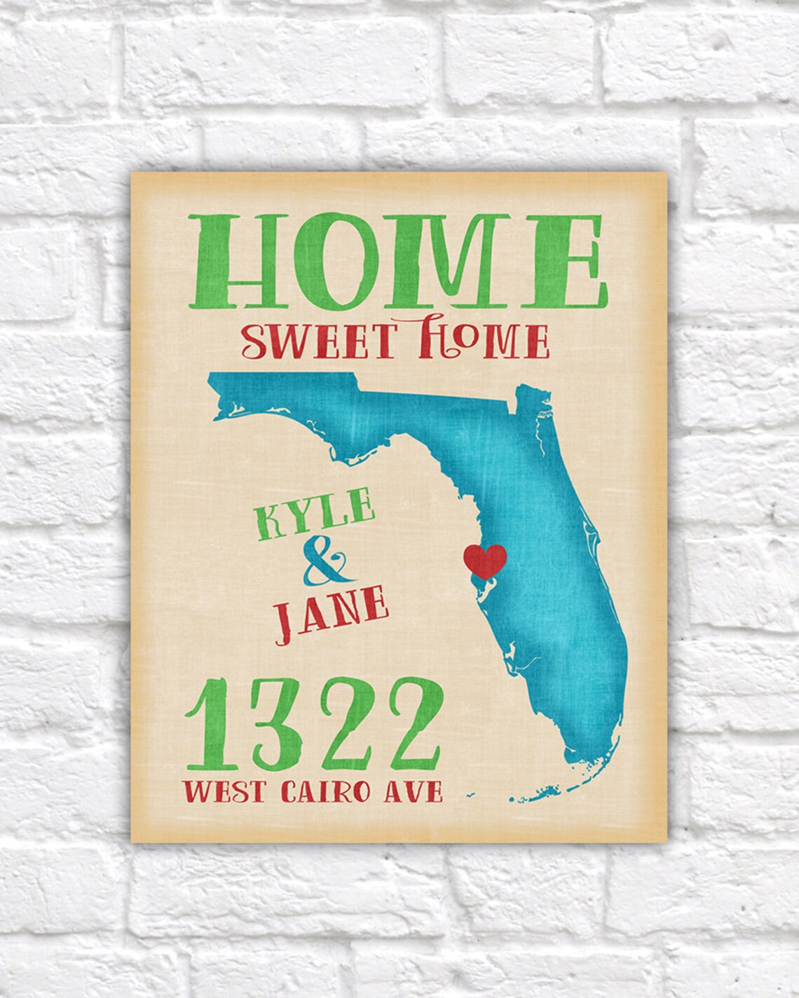 Personalized Housewarming Gift Florida Map Miami Orlando Etsy