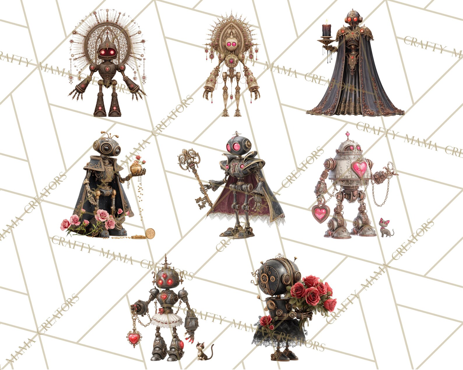 56 Png Gothic Robot Clipart, Victorian Steampunk Clip Art, Dark Romance ...