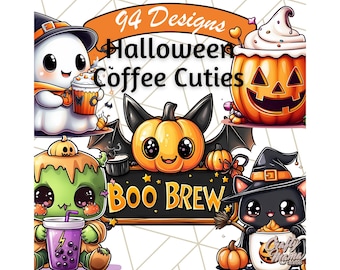 94 PNG, Monster Café Halloween PNG Clipart, Monstruos de café, Bebidas y golosinas fantasmales kawaii, Fiesta espeluznante PNG