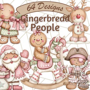 Gingerbread People Clipart, Cute Cookie Characters PNG, Holiday Baking Clip Art, Gingerbread Man Girl PNG, Christmas Cookie Illustrations