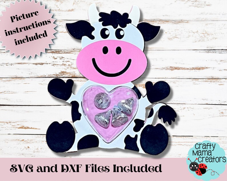 Valentine Candy Dome Svg Kids Cow Svg Valentine Animal Farm - Etsy