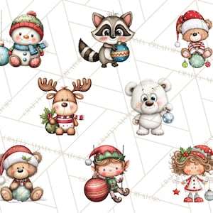 60 Png, Julfigurer på Ornament PNG, Jul Clipart, Söt Jul Clip Art, Festliga Utskrivbara PNGs, Ornament Kul bild 5